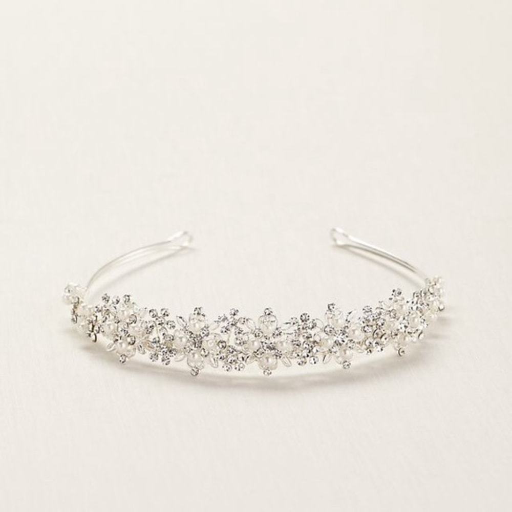 David’s Bridal Tiara with crystals and pearls